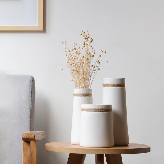 Vase à fleurs minimaliste moderne en céramique blanche